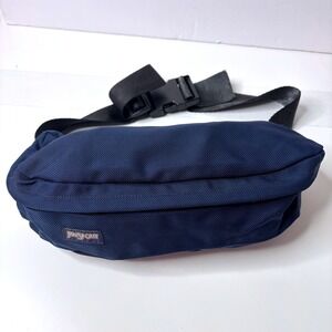 Vintage‎ JanSport Navy Blue Large Fanny Pack Crossbody Belt Bag Travel Retro VTG